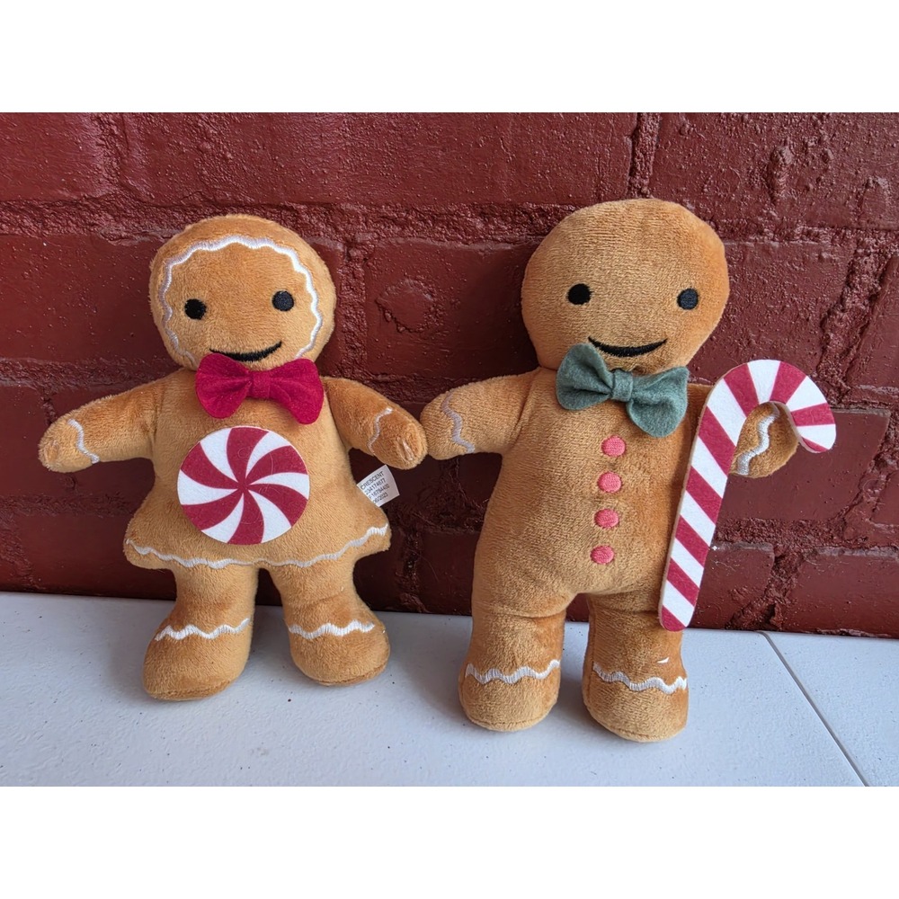 NWOT Pair Gingerbread Plush Figurines Target Christmas Candycane